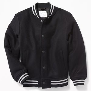 Old Navy Boys Wool Black Jack Bomber Jacket Sz 8